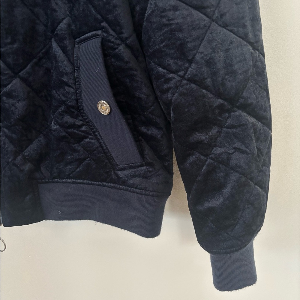7 For All Mankind Dark Blue Quilted Bomber Jacket - Picture 3 of 7